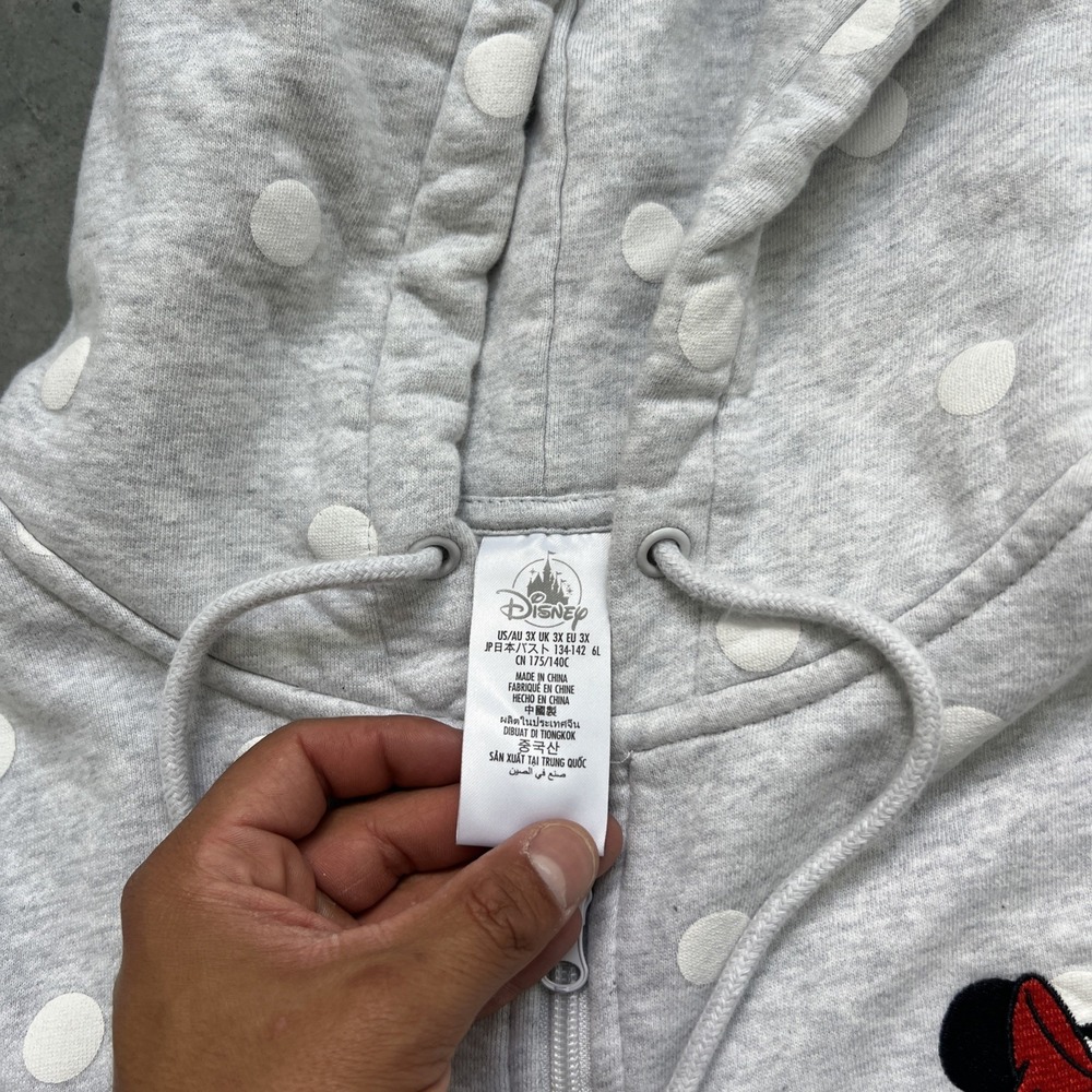 Disney Hoodie Womens Gray White Minnie Mouse Polka Dot Zip Parks 2Xl Sku195 - Picture 3 of 4